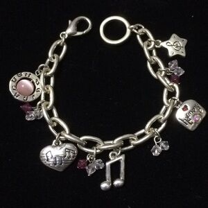 Silver music charm bracelet